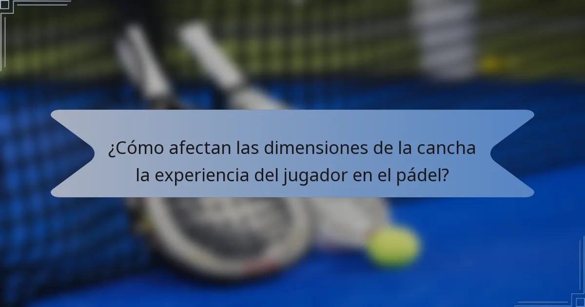 ¿Cómo afectan las dimensiones de la cancha la experiencia del jugador en el pádel?