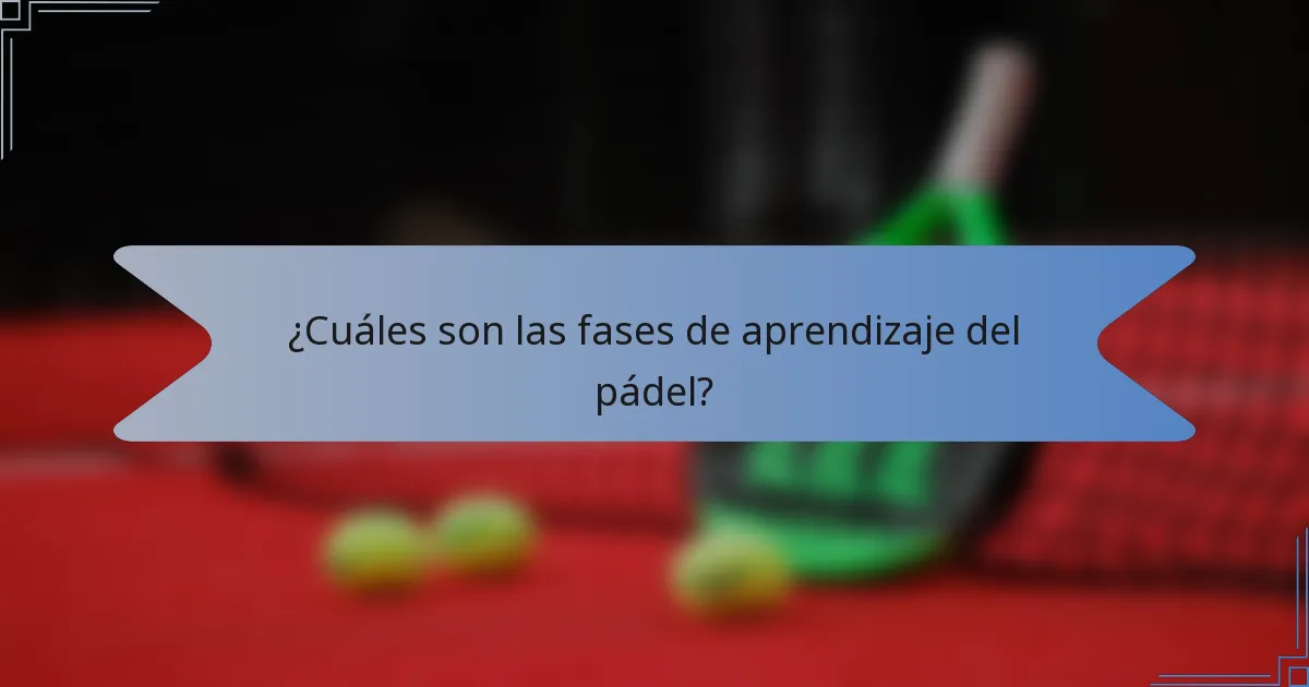 ¿Cuáles son las fases de aprendizaje del pádel?